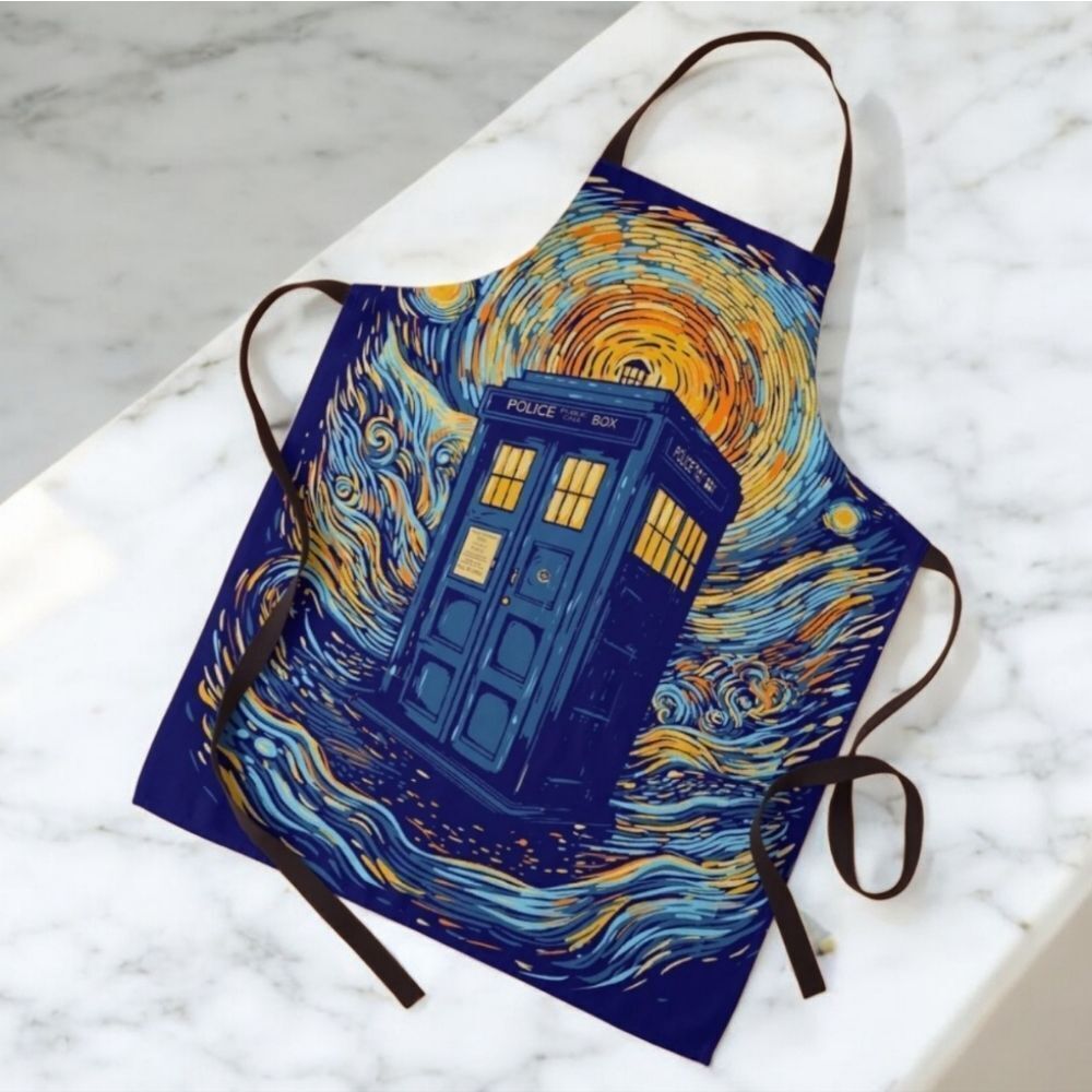 Doctor Who TARDIS Starry Night Apron Unisex Whovian Call Box Kitchen Craft Gift